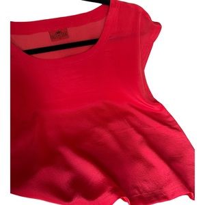 nwot 100% silk red square style blouse by Royal Silk (m)